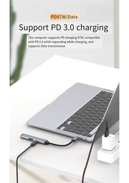 USB C Dizüstü Bilgisayar Yerleştirme Istasyonu, 3'ü 1 Arada Tip C Hub, Usb2.0, Pd 87W, Dizüstü Bilgisayarlar, Telefonlar Için 3,5 mm Çoklu Port Adaptörü (Yurt Dışından) modelleri