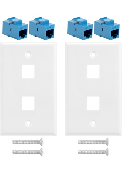 2'li Paket 2 Bağlantı Noktalı Ethernet Duvar Plakası, RJ45 Cat6 Dişi - Dişi Jak Sıralı Bağlayıcı Yüz Plakaları, 2 Bağlantı Noktalı (Yurt Dışından) fiyatları