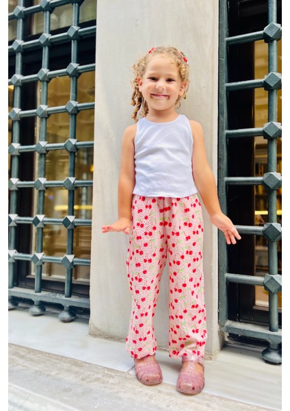 Kiraz Desenli Cepli Kız Çocuk Pantolon fiyatları