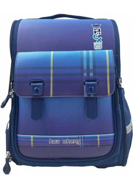 Mavi Ekoseli Büyük Boy Sırt Çantası 8480