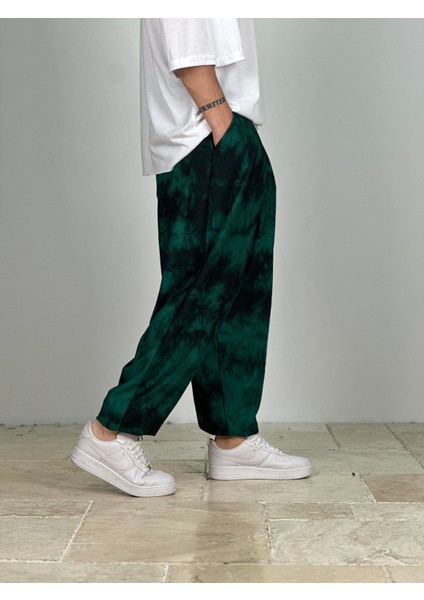 Yeşil Batik Pileli Yarım Şalvar modelleri