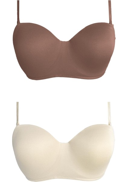 Balenli Toparlayıcı Dolgusuz Straplez Sütyen 2'li Paket-2 modelleri