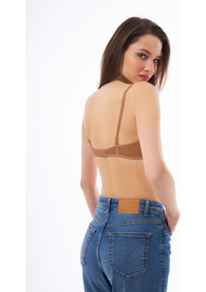 Bej Balenli Toparlayıcı Dolgusuz Straplez Sütyen fiyatları
