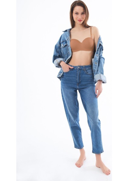 Bej Balenli Toparlayıcı Dolgusuz Straplez Sütyen fırsatları