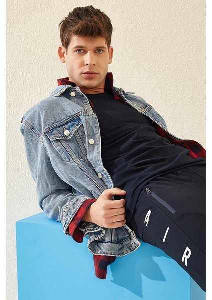 Air Baskılı Lacivert Erkek Eşofman Alt