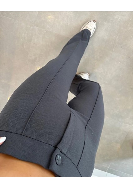 Yüksek Bel Likralı Kadın Krep Pantolon