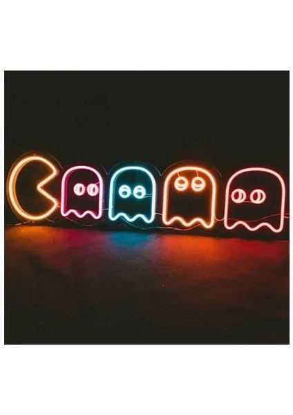 Bireysel Güvenlik-Pacmen 20CMX70CM Neon LED Dekoratif Duvar Yazısı Tabelası Aydınlatması Gece Lambası