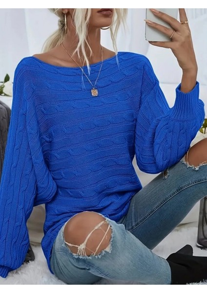 Şık Saç Örgü Desenli Kadın Triko Bluz fiyatları