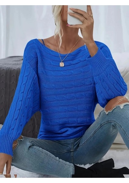 Şık Saç Örgü Desenli Kadın Triko Bluz modelleri