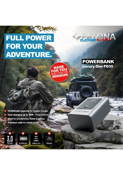 4238 Platinum Powerbank, 10000mAh Taşınabilir Şarj Cihazı, 35W PD Hızlı Şarj, 2 USB-C ve 1 USB-A Portlu, LCD Ekranlı modelleri