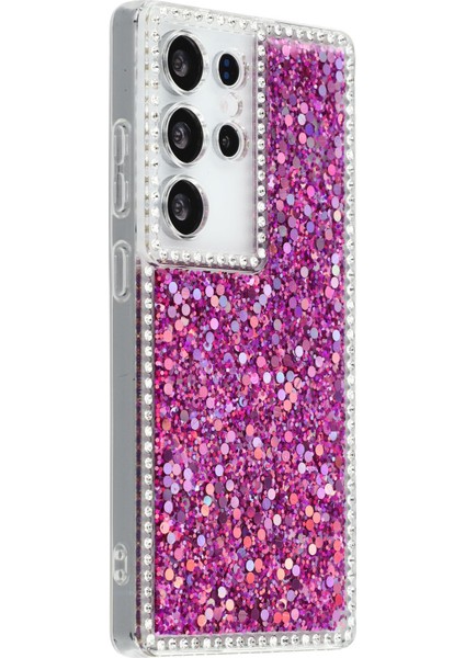 Samsung Galaxy S25 Ultra Yapay Kenarlı Simli Epoksi Tpu Telefon Kılıfı (Yurt Dışından)