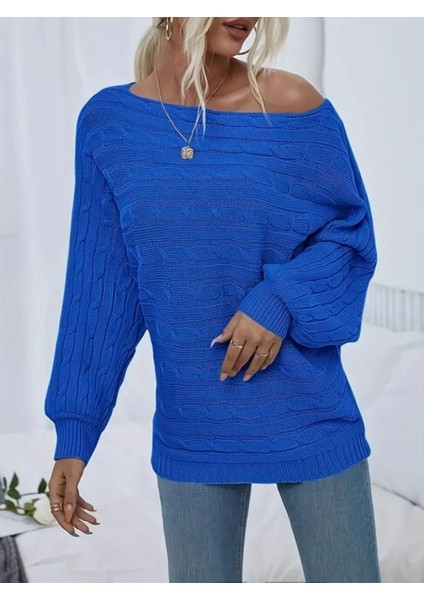 Şık Saç Örgü Desenli Kadın Triko Bluz indirimleri