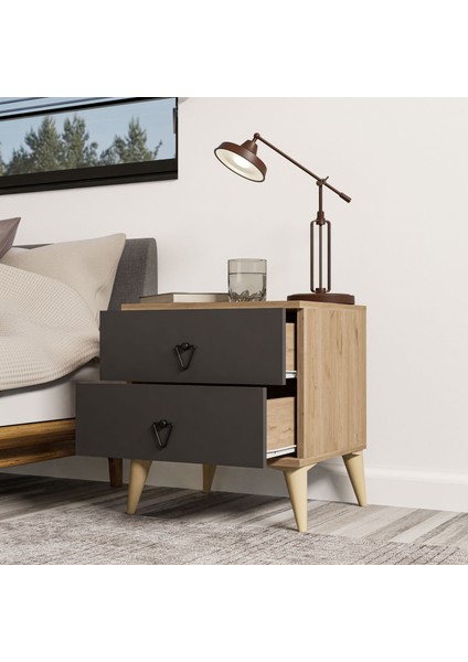 Versace 2 Çekmeceli Ayaklı Komodin Sepet - Antrasit 3638 modelleri