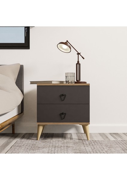 Versace 2 Çekmeceli Ayaklı Komodin Sepet - Antrasit 3638 fırsatları