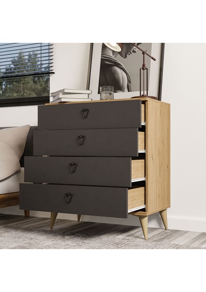 Versace 4 Çekmeceli Ayaklı Şifonyer Sepet - Antrasit 3618 modelleri