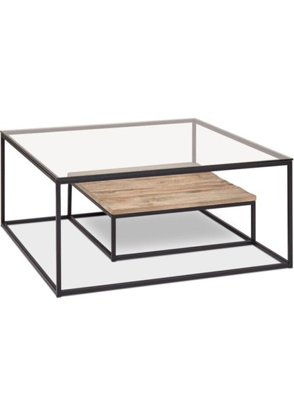 Drual Siyah Metal Cam Ahşap Orta Sehpa fiyatları