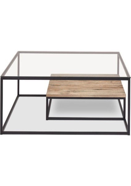 Drual Siyah Metal Cam Ahşap Orta Sehpa fırsatları