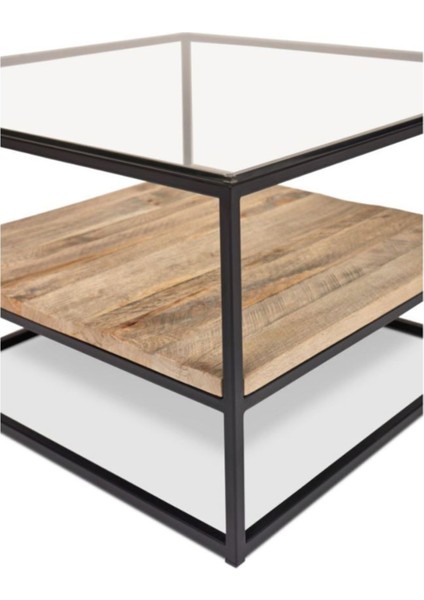 Drual Siyah Metal Cam Ahşap Orta Sehpa indirimleri