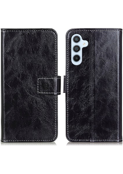 Samsung Galaxy S25 Fe Cüzdan Deri Telefon Kılıfı Crazy Horse Doku (Yurt Dışından)