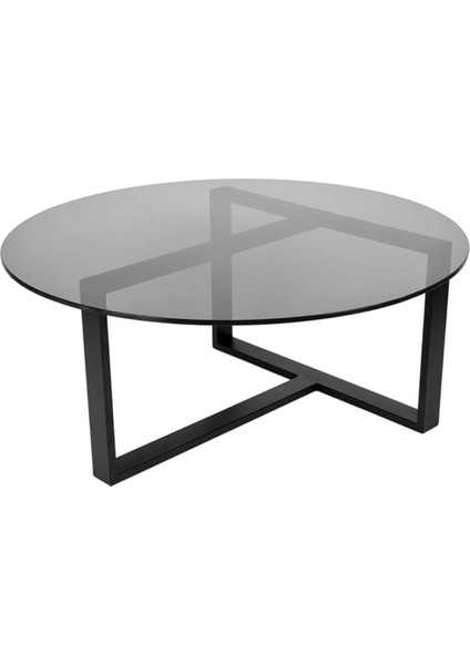 Kevan Siyah Metal Cam Orta Sehpa