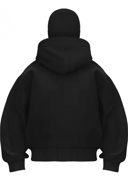 Şık Siyah Fermuarlı Kapüşonlu Sweatshirt fırsatları