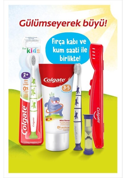 Kids 3-5 Yaş Florürsüz Diş Macunu 60ML+ Bpa Içermeyen Çocuk Diş Fırçası+Fırça Kabı&kum Saati Hediye fiyatları