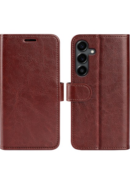 Samsung Galaxy S25 Fe Crazy Horse Doku Standlı Deri Telefon Kılıfı (Yurt Dışından)