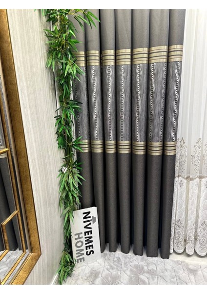 Mızraklı FT632256 V-2503 Antrasit 1/3 Sık Pile Fon Perde Apm