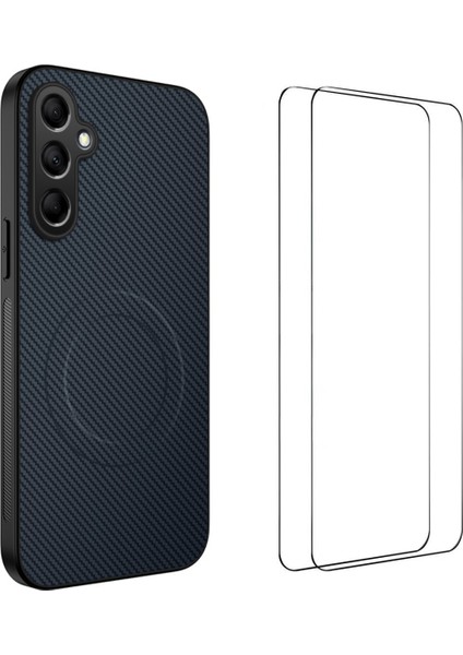 Samsung Galaxy S25 Plus Manyetik Kılıf Karbon Fiber Doku Pc Tpu Telefon Kılıfı 2 Adet Ekran Filmi ile (Yurt Dışından)