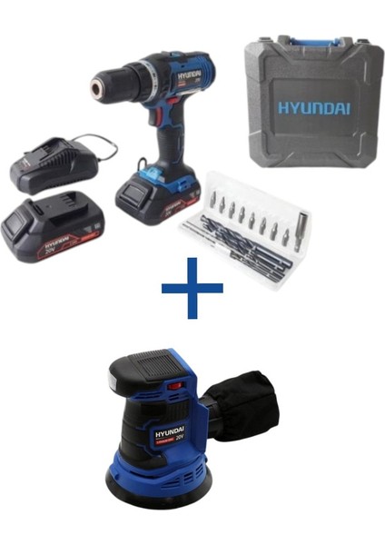 HSO202 Akülü Zımpara 20V (Aküsüz) + HPA202 20V Li-Ion Vidalama Çift Akülü Set