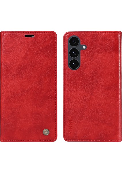 Samsung Galaxy S25 Fe Litchi Doku Cüzdan Manyetik Kapatma Deri Telefon Kılıfı (Yurt Dışından)