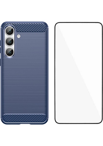 Samsung Galaxy S25 Fe Fırçalanmış Dokulu Tpu Telefon Kılıfı ve Temperli Cam (Yurt Dışından)