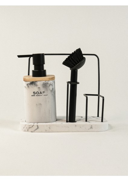 Cleen 3'lü Polyresin Sabunluk Seti (Beyaz)