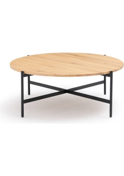 Davia Siyah Metal Ahşap Yuvarlak Orta Sehpa modelleri