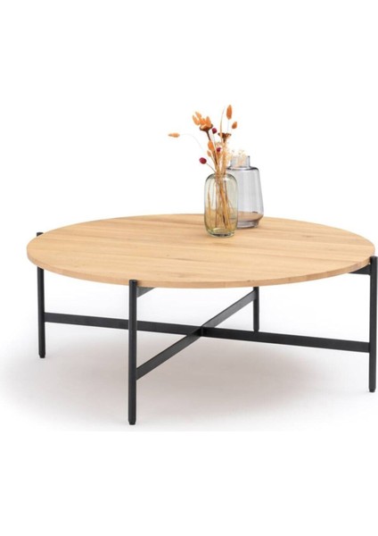 Davia Siyah Metal Ahşap Yuvarlak Orta Sehpa fırsatları