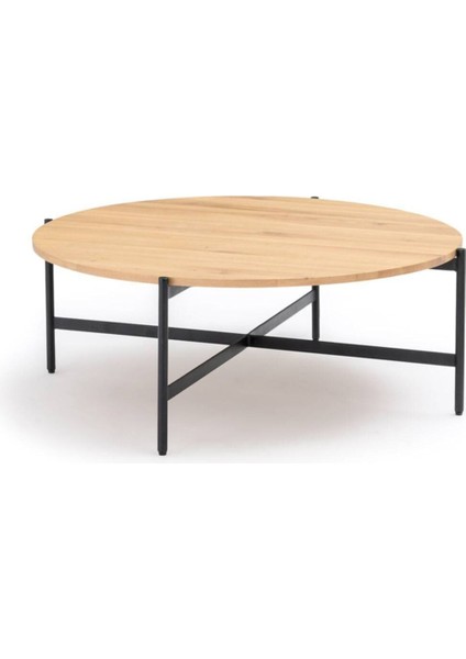 Davia Siyah Metal Ahşap Yuvarlak Orta Sehpa indirimleri