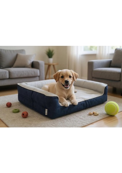 Premium Sofa Blok Sungerli Alezli Fermuarlı Yıkanabilir Köpek Yatağı S Blcgr