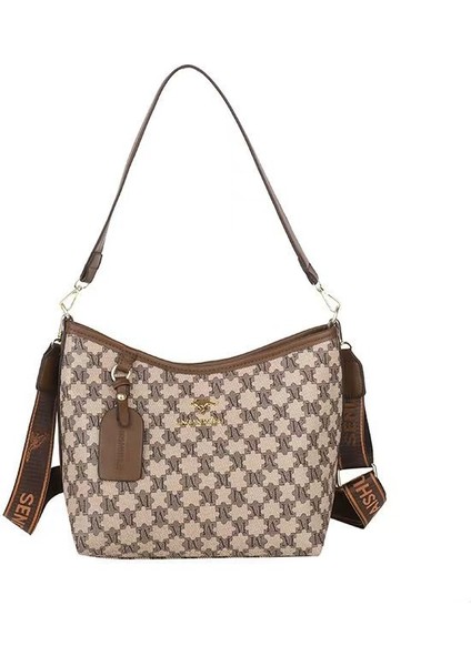 Yeni Bayan Omuz Çantası Moda Retro Baskılı Premium Crossbody Çanta Büyük Kapasiteli Çok Yönlü El Çantası (Yurt Dışından)