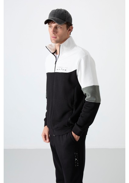 Siyah Dik Yaka Renk Geçişli İçi Polarlı Erkek Eşofman Takımı - 85186 fiyatları