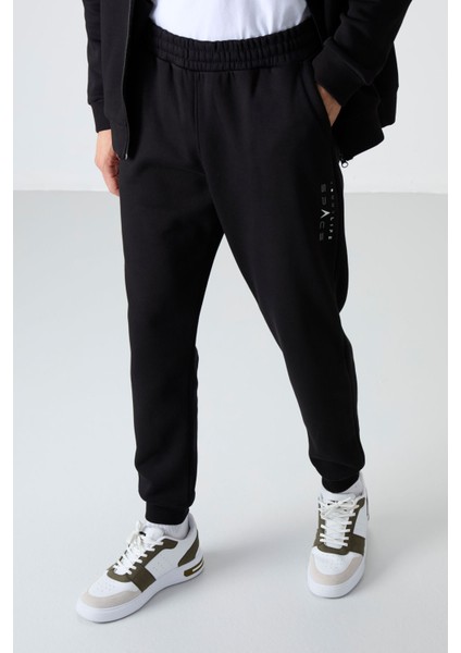 Siyah Dik Yaka Renk Geçişli İçi Polarlı Erkek Eşofman Takımı - 85186 modelleri