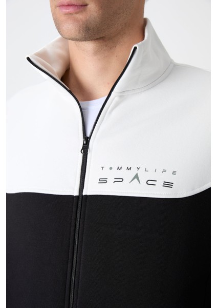 Siyah Dik Yaka Renk Geçişli İçi Polarlı Erkek Eşofman Takımı - 85186 indirimleri