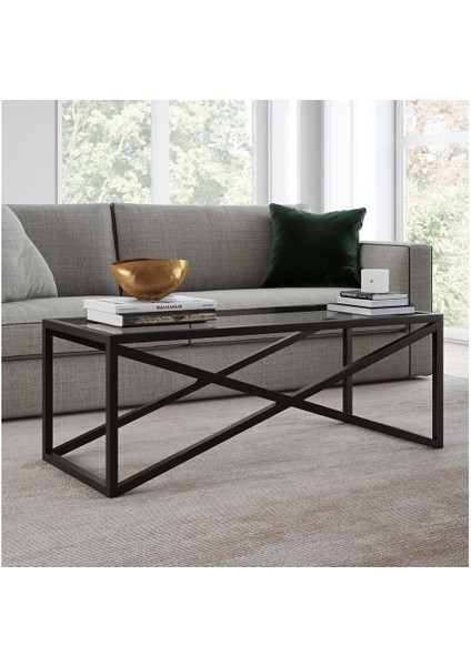 Do Siyah Metal Cam Orta Sehpa