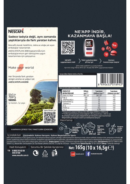 3ü1 Arada Extra Çözünebilir Kahve 16, 5g 10'lu Paket 10X6 modelleri