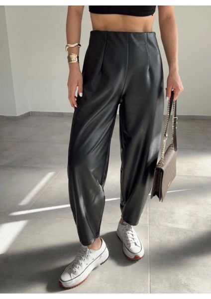 Deri Kumaş Şardolu Balon Pantolon modelleri