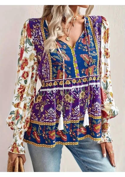 Çiçek Desenli Salaş Bluz fiyatları