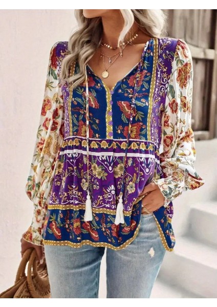 Çiçek Desenli Salaş Bluz modelleri