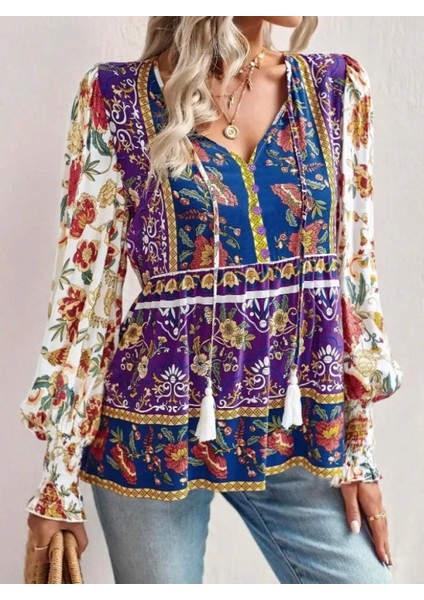 Çiçek Desenli Salaş Bluz fırsatları