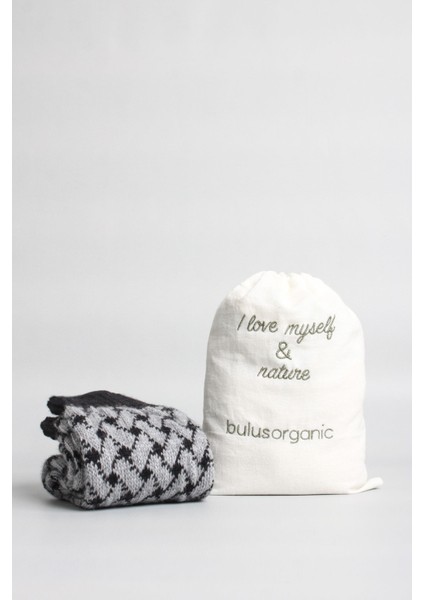 Organik Koyun Yünü Hasır Desen Kadın Soket Çorap