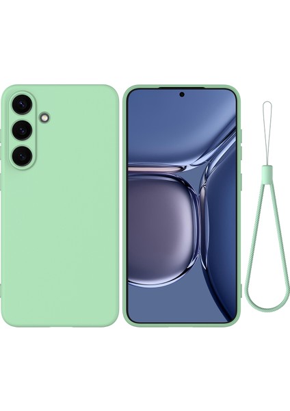 Samsung Galaxy S25 Fe Sıvı Silikon Kılıf Telefon Arka Kapağı El Kayışı ile (Yurt Dışından)