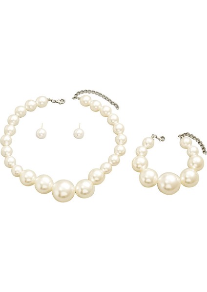 ADORE4963 Beyaz Uyumlu Inci Takı Seti (Yurt Dışından)